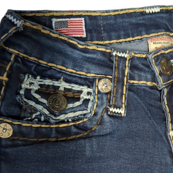 True Religion Joey Luxury Blue Denim capris Size 28 - Picture 6 of 16